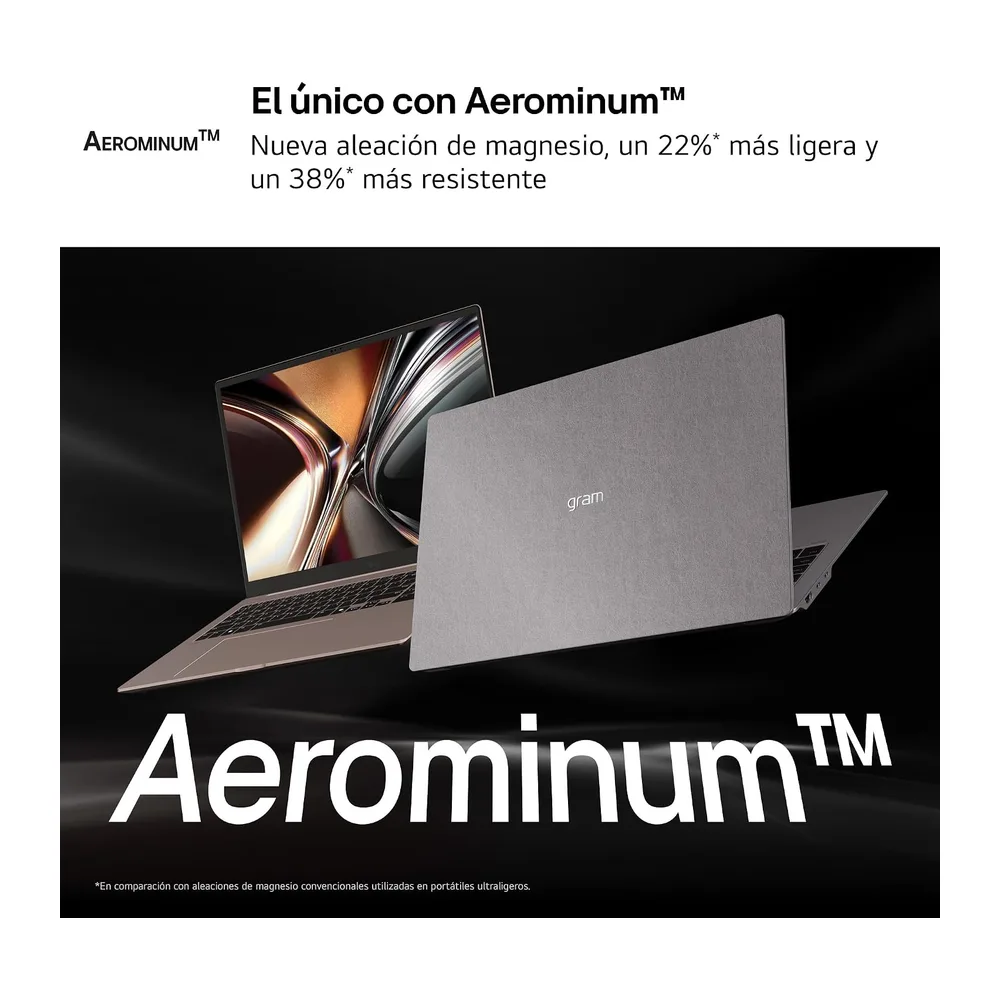 LG gram Pro 16Z90U-K.AUB8BN - Ordenador Portátil Ultraligero de 16" Intel Core Ultra X7 358H, 32 GB RAM, 1 TB — 3