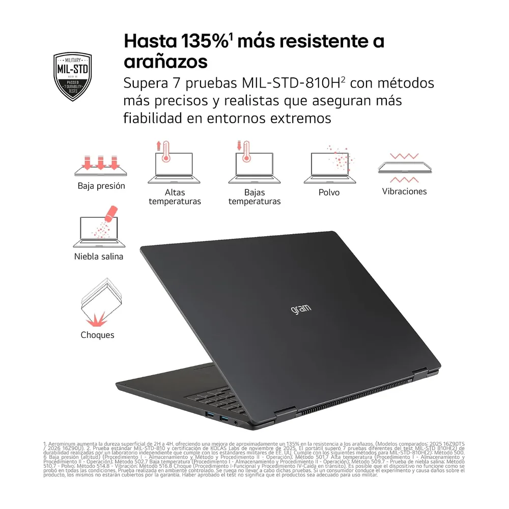 LG gram Pro 16Z90U-K.AUB8BN - Ordenador Portátil Ultraligero de 16" Intel Core Ultra X7 358H, 32 GB RAM, 1 TB — 6