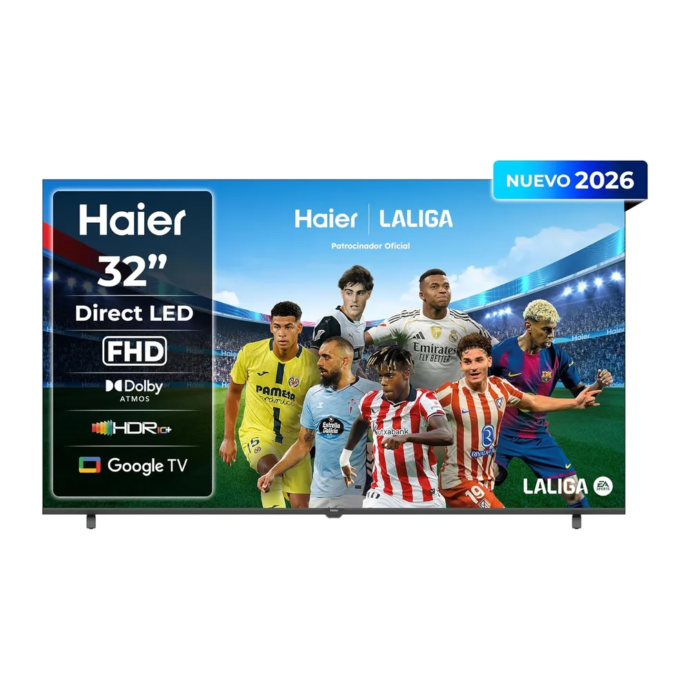 Haier K85 Full HD 32" H32K85GFX, Smart TV con Google TV, Chromecast, Dolby Audio, HDR10, Bluetooth 5.1, USB