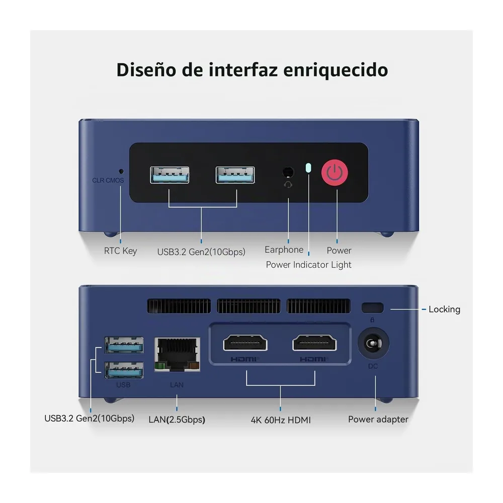 Beelink Mini PC N150 (hasta 3,6 GHz), 13th Twin Lake, Mini Ordenador 12GB RAM LPDDR5 SSD M.2 SATA 512GB, Mini — 6