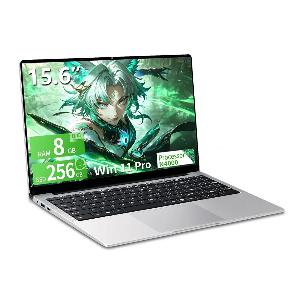Ordenador Portátil 15,6 Pulgadas, Portátil Win 11 Celeron N4000 8GB RAM 256GB SSD, Laptop Pantalla FHD IPS