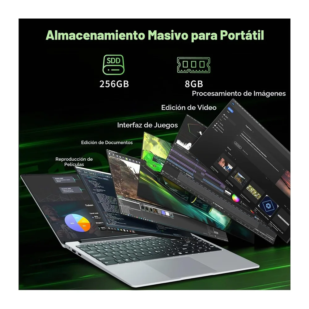 Ordenador Portátil 15,6 Pulgadas, Portátil Win 11 Celeron N4000 8GB RAM 256GB SSD, Laptop Pantalla FHD IPS — 4