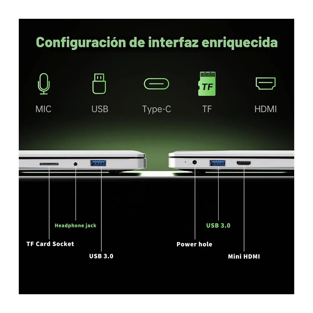 Ordenador Portátil 15,6 Pulgadas, Portátil Win 11 Celeron N4000 8GB RAM 256GB SSD, Laptop Pantalla FHD IPS — 6