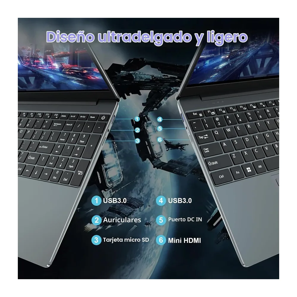PC portátil de 15,6 pulgadas, 16 GB RAM 512 GB SSD Celeron N5095, ordenador portátil FHD 1920 x 1080, WiFi — 4