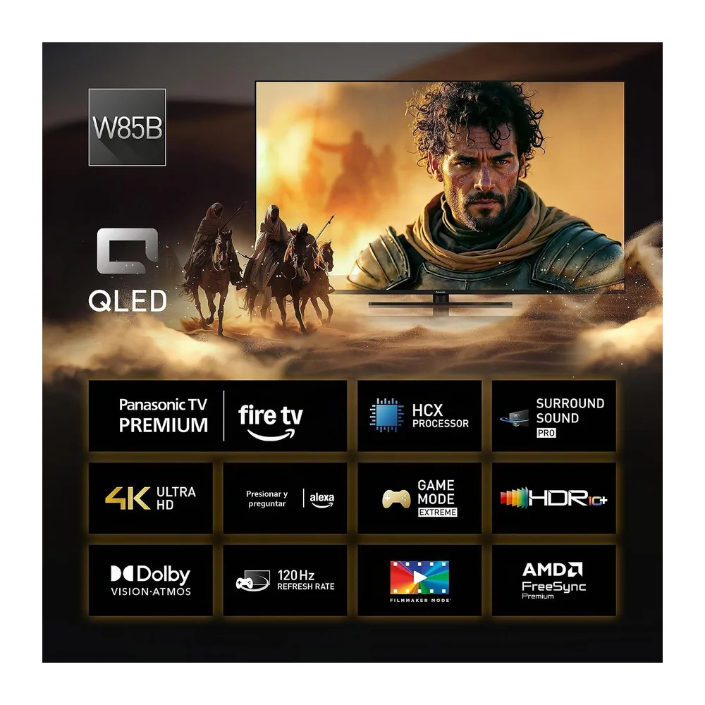Panasonic Premium TV-43W85BEZ, Serie W85B, 43 Pulgadas, Smart TV 4K Ultra HD QLED, 2025, 120 Hz, Fire TV, — 2