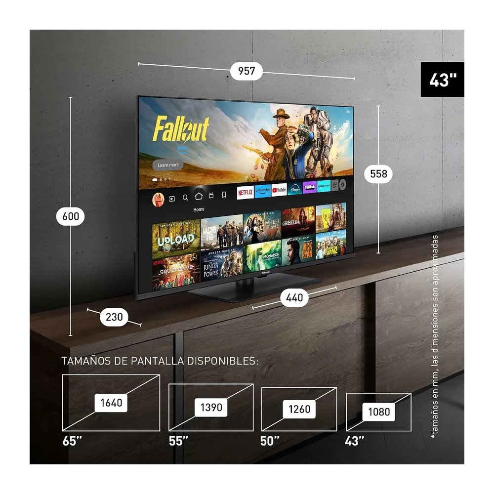 Panasonic Premium TV-43W85BEZ, Serie W85B, 43 Pulgadas, Smart TV 4K Ultra HD QLED, 2025, 120 Hz, Fire TV, — 6