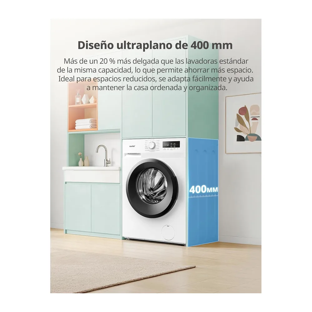 COMFEE' Lavadora 6kg, Ultradelgado 40cm, Clase A-10%, 1200RPM, CFP01EW60W [Clase de eficiencia energética A] — 5