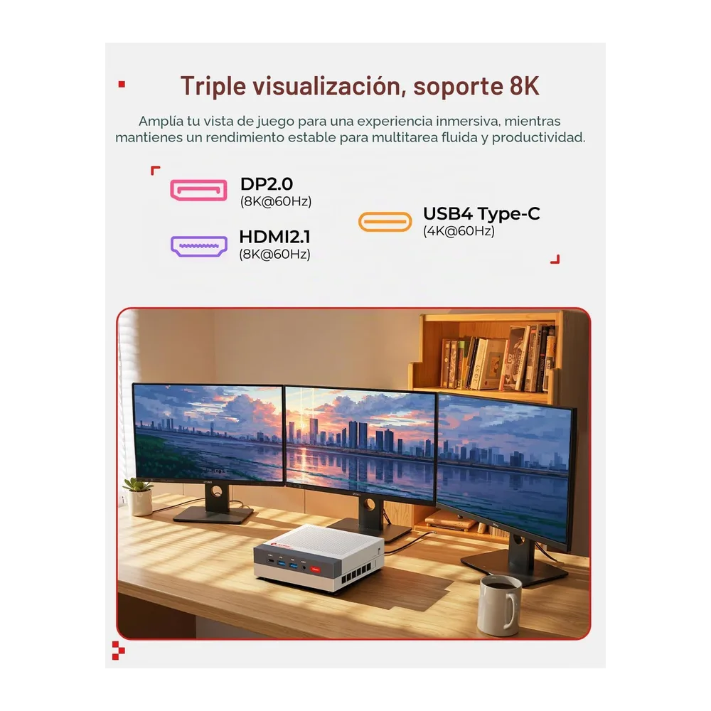 ACEMAGIC X3 Gaming Mini PC, AMD Ryzen 7 H 255 (4,9 GHz, 8C/16T), 1TB SSD — 5