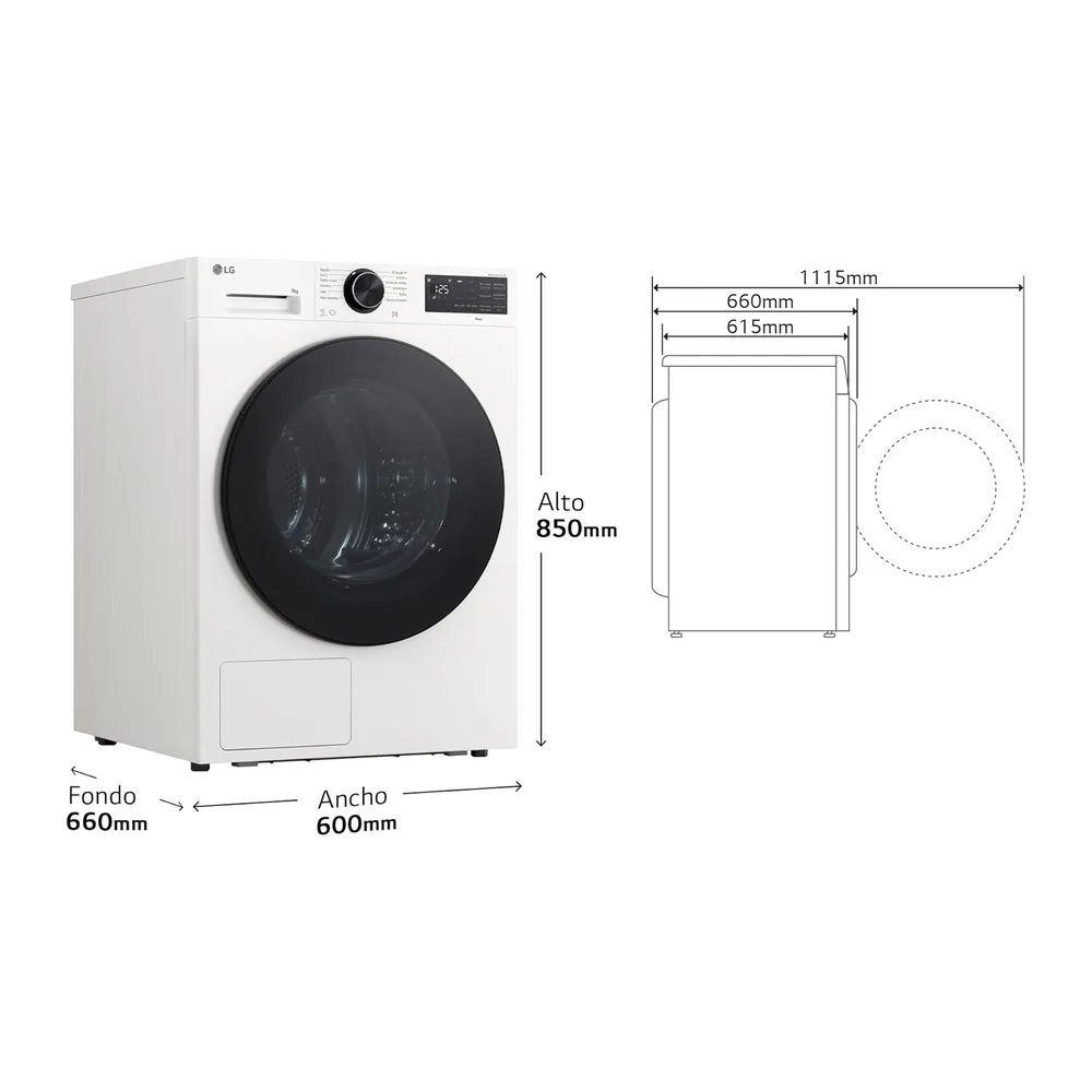 LG RHX5009TLB - Secadora con Inteligencia Artificial 9kg, Bomba de Calor Dual Inverter, Eficiencia Clase B, — 2