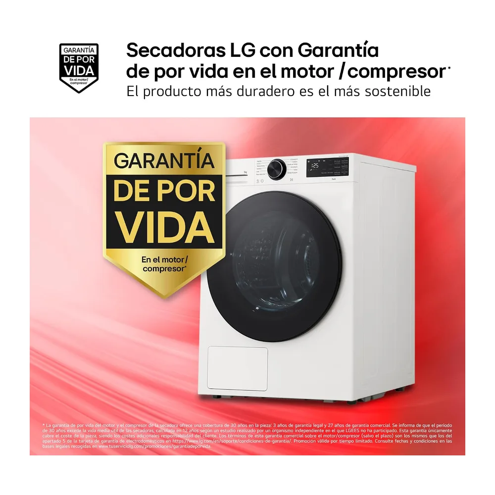 LG RHX5009TLB - Secadora con Inteligencia Artificial 9kg, Bomba de Calor Dual Inverter, Eficiencia Clase B, — 4