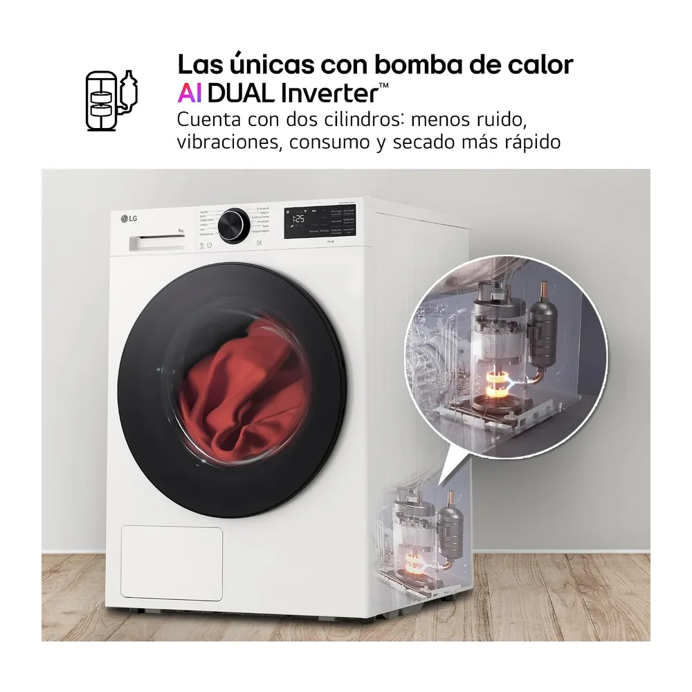 LG RHX5009TLB - Secadora con Inteligencia Artificial 9kg, Bomba de Calor Dual Inverter, Eficiencia Clase B, — 6