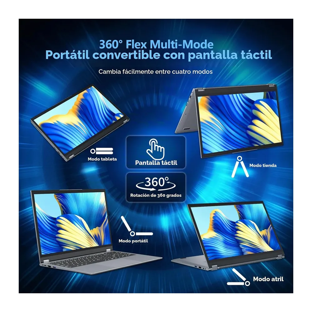 15,6 Pulgadas 2 en 1 Ordenador Portátil con Pantalla Táctil Ryzen R3-3200U Procesador — 2