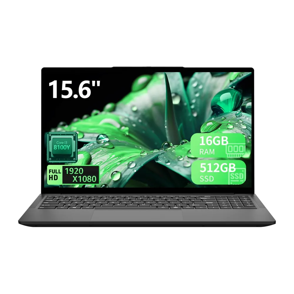 15,6 Pulgadas Ordenador Portátil, 16GB RAM 512GB SSD Pc Portatil, Procesador Core hasta 3,4 GHz,Laptop IPS