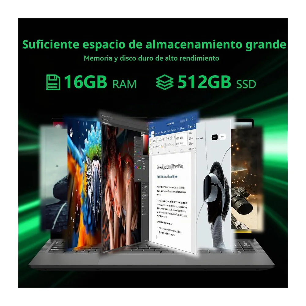 15,6 Pulgadas Ordenador Portátil, 16GB RAM 512GB SSD Pc Portatil, Procesador Core hasta 3,4 GHz,Laptop IPS — 3