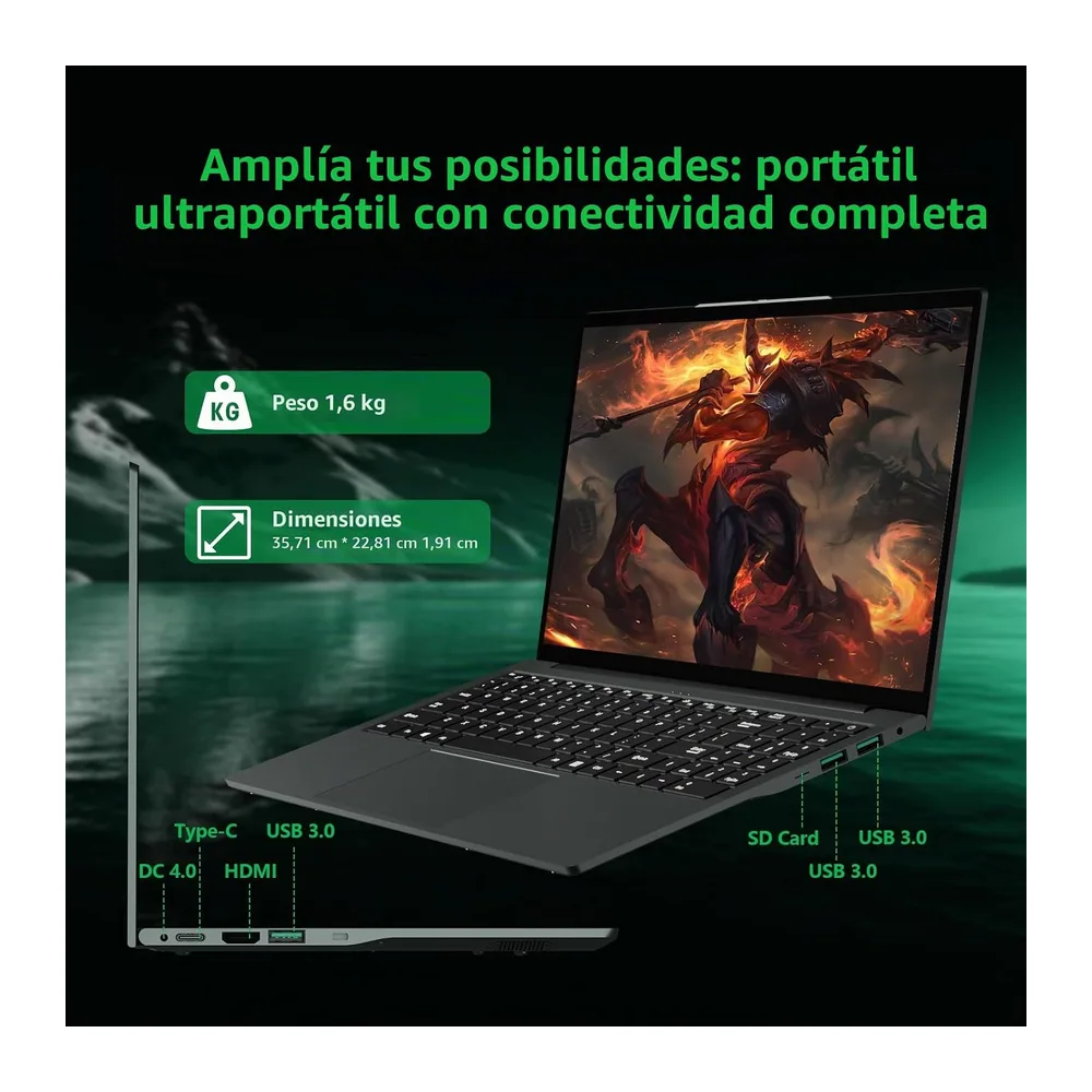 15,6 Pulgadas Ordenador Portátil, 16GB RAM 512GB SSD Pc Portatil, Procesador Core hasta 3,4 GHz,Laptop IPS — 5