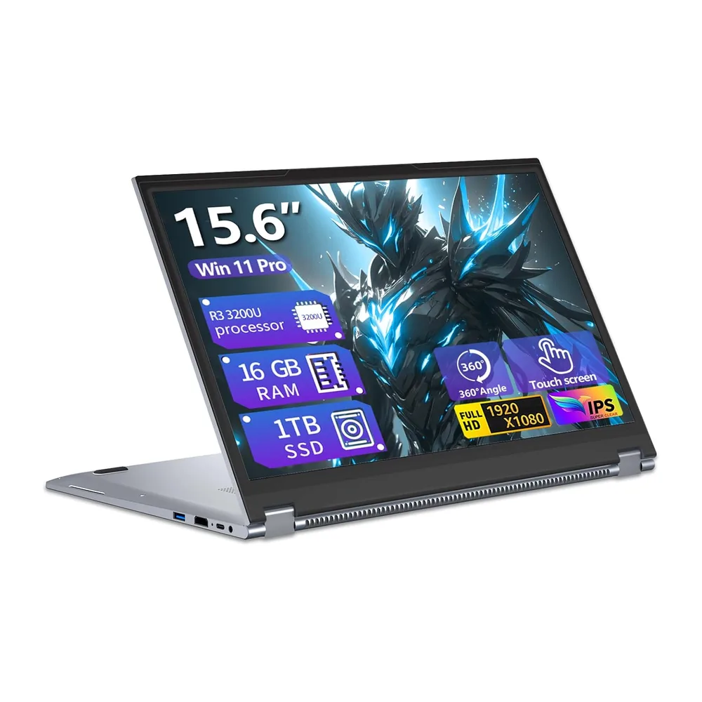 15,6 Pulgadas Ordenador Portátil 2 en 1 Pantalla Táctil