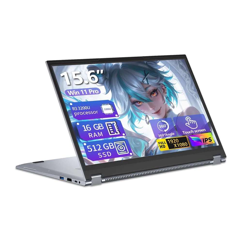 15,6 Pulgadas Ordenador Portátil 2 en 1 Pantalla Táctil
