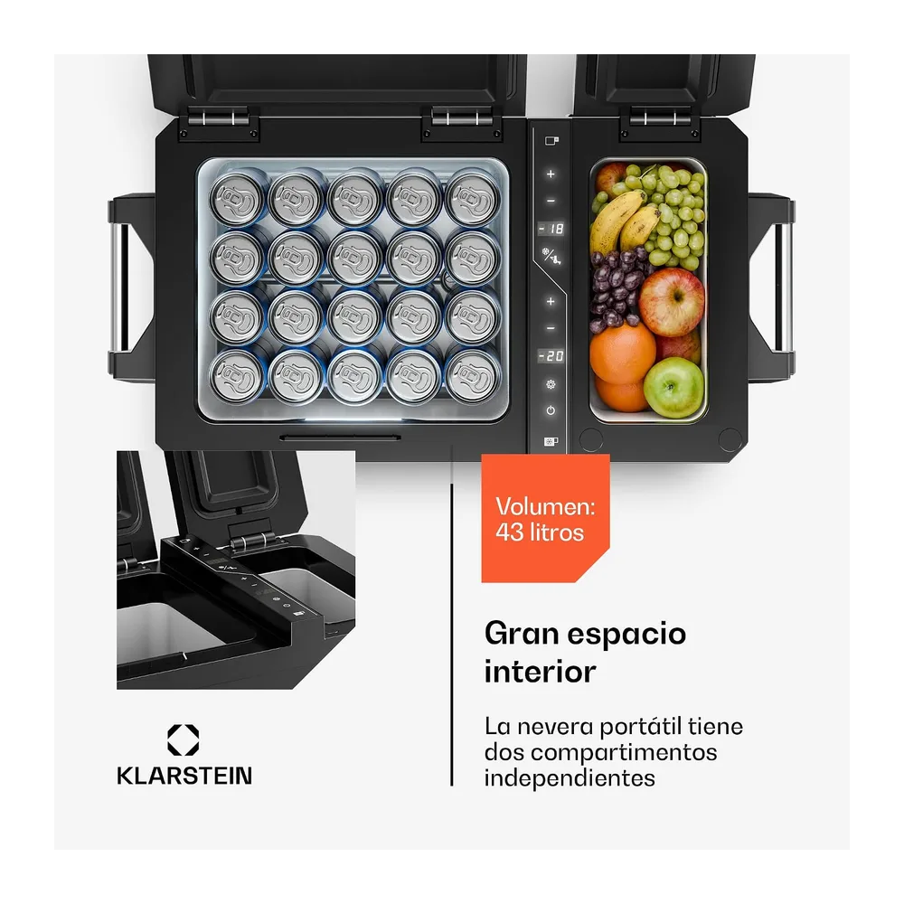 KLARSTEIN Arctiq Duo Frigorífico portátil 43L — 3