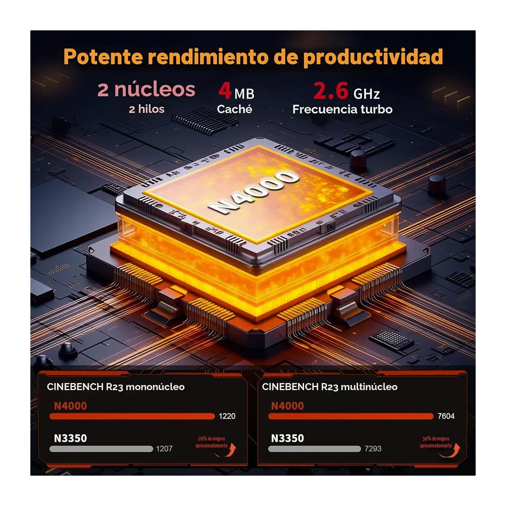 Ordenador Portatil 15,6", PC Portatil con Celeron N4000 hasta 2,6 GHz, 8GB DDR4 256GB SSD, Laptop Pantalla — 3