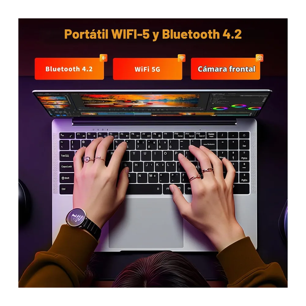 Ordenador Portatil 15,6", PC Portatil con Celeron N4000 hasta 2,6 GHz, 8GB DDR4 256GB SSD, Laptop Pantalla — 5