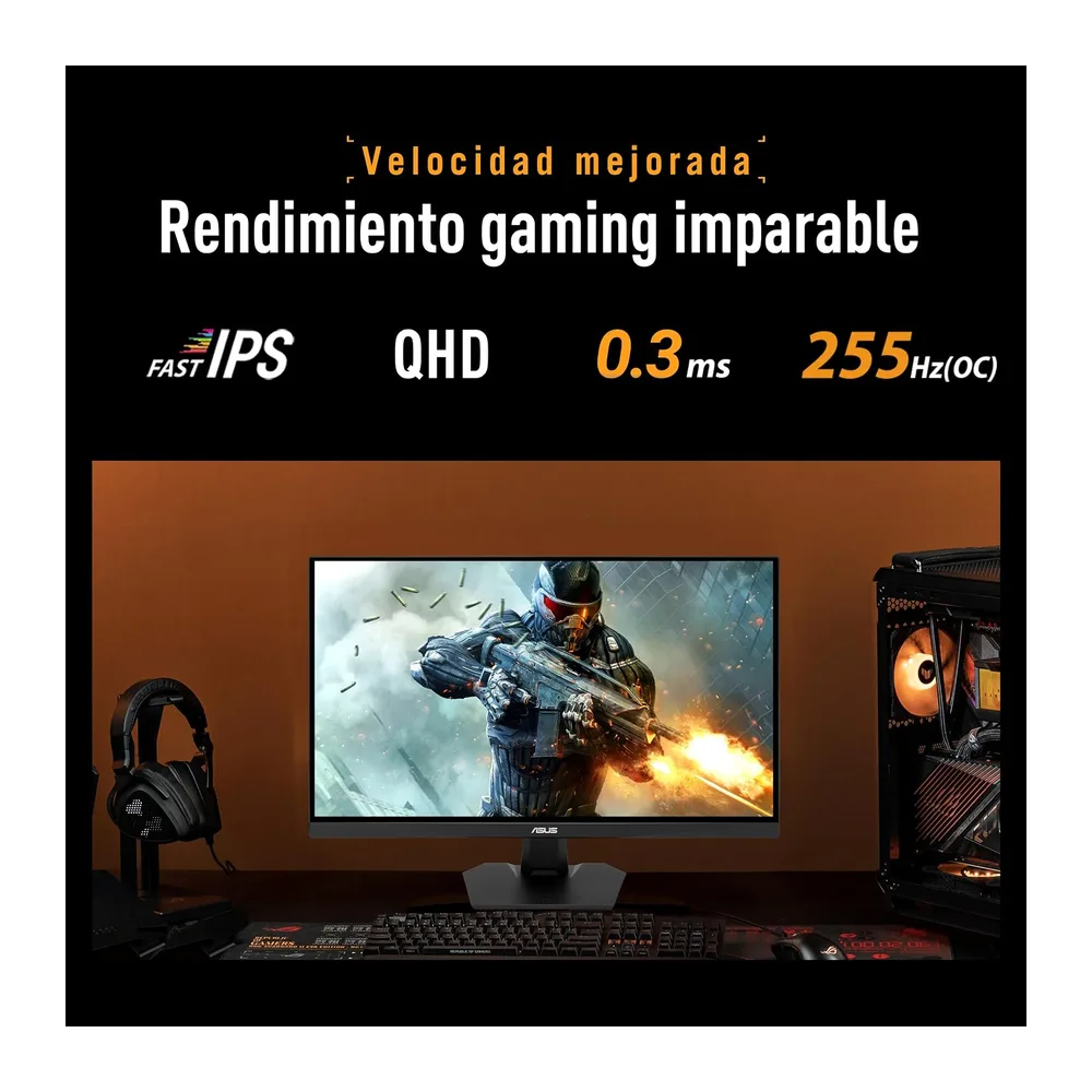 ASUS TUF Gaming VG27AQME5F - Monitor de 27", Panel Fast IPS QHD, 255 Hz (OC), 0,3 ms, G-Sync, AMD FreeSync — 4