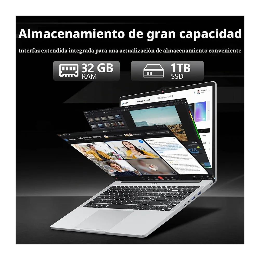 Ordenador Portátil 15,6 Pulgadas, PC Portátil Win 11, Ryzen 5 7430U (4.3GHz) Procesador, 32GB RAM 1TB SSD, — 3