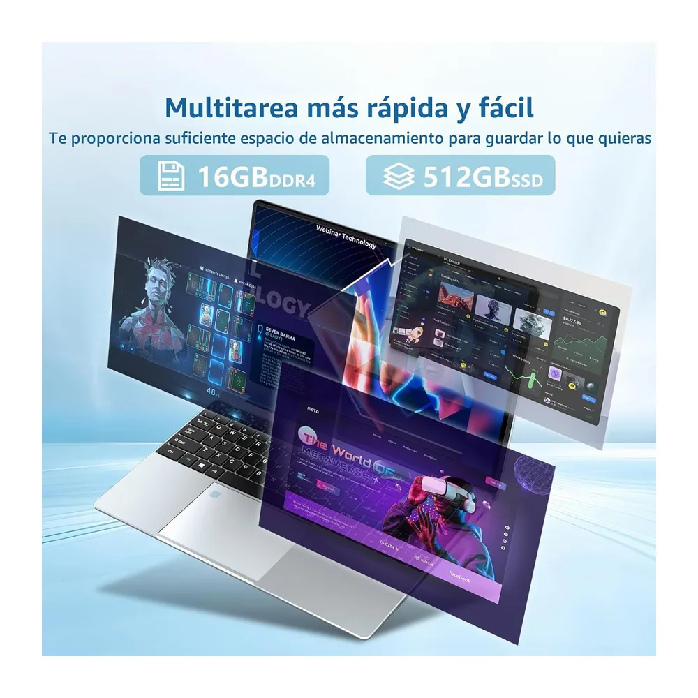 Ordenador Portátil Win 11, 15.6 Pulgadas PC Portatil 16Go LPDDR4 RAM 512Go SSD, Celeron N5095 CPU, Desbloqueo — 4
