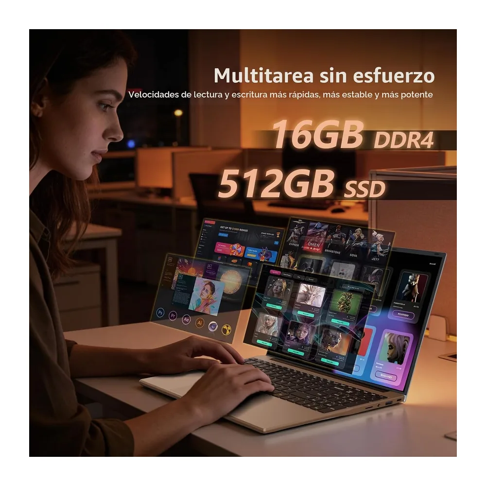 15,6inch Ordenador Portátil, Win 11 PC Portatil 16GB DDR4 512GB SSD, Twin Lake N150 CPU, Computadora Portátil — 4