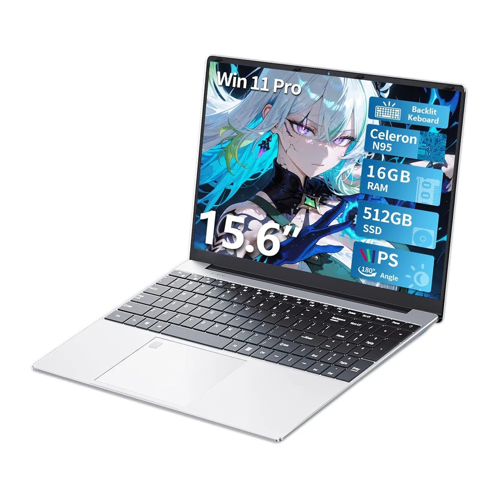 Ordenador Portátil 15,6 Pulgadas, Portátil 16GB DDR4 512GB SSD, Win 11 PC Portatil Celeron N95 CPU, Teclado