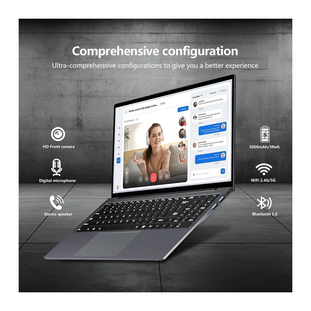 Portátil 15.6 Pulgadas, Ordenador Portatil Core I3-8100Y CPU, Win 11 PC Portátil 16GB RAM 512GB SSD, Laptop — 6