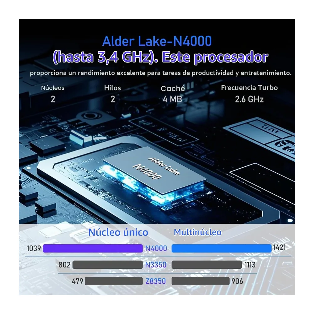 15,6 Pulgadas Ordenador Portátil, Win 11 PC Portátil Celeron N4000 Procesador, Laptop 8GB LPDDR4 256GB SSD, — 4