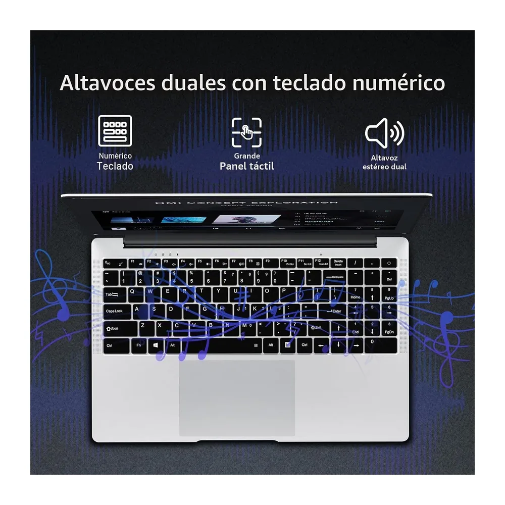 15,6 Pulgadas Ordenador Portátil, Win 11 PC Portátil Celeron N4000 Procesador, Laptop 8GB LPDDR4 256GB SSD, — 5