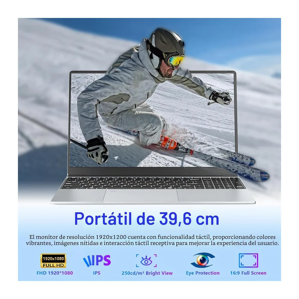 Portátile 15.6", Celeron N5095, Ordenador Portatil 16GB RAM 512GB SSD, Win 11 PC Portatil Desbloqueo Huellas — 2