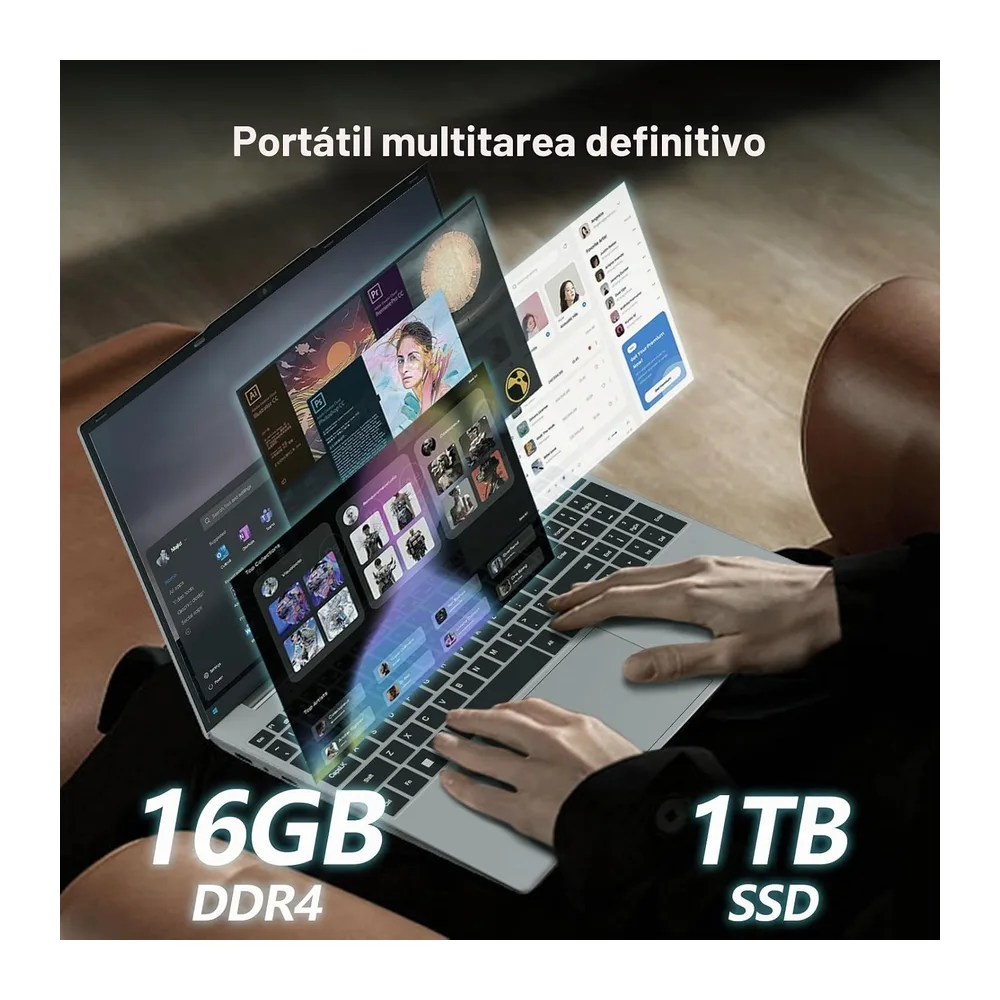 Ordenador Portátil Win 11, 15,6 Pulgadas Portátil 16GB RAM 1TB SSD, Laptop Office 365, Celeron N95 CPU, PC — 3