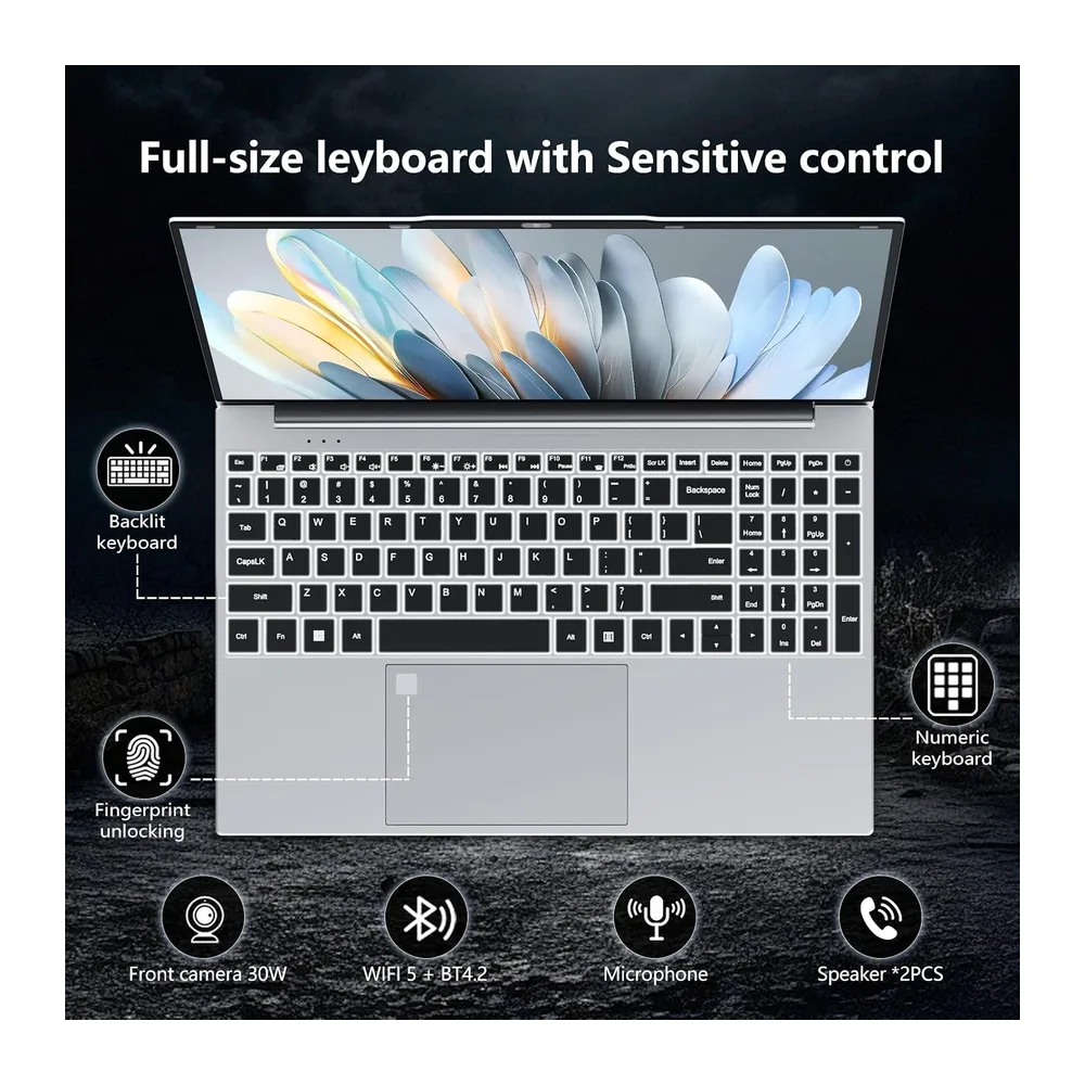 Ordenador Portátil Win 11, 15,6 Pulgadas Portátil 16GB RAM 1TB SSD, Laptop Office 365, Celeron N95 CPU, PC — 5