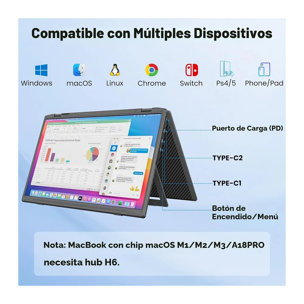 KEFEYA 15,6" Monitor Portátil Doble, IPS 1080P FHD Triple Extensor de Pantalla para Todos Tamaños Laptop, — 5