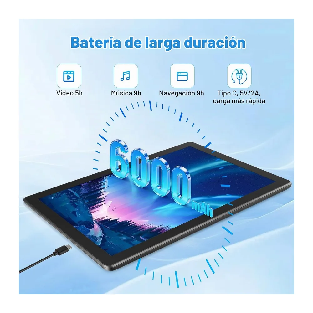 Tablet de 10 Pulgadas, Android 16 Tablet con Teclado, Octa Core, 36GB RAM 256GB ROM (1TB TF Expand) Cámara — 5