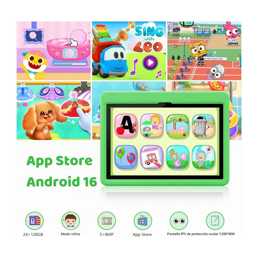 Tablet para Niños 10 Pulgadas, Tablet Infantil Android 16 Cinco Núcleos, 24GB RAM 128GB ROM, Pantalla IPS HD — 2