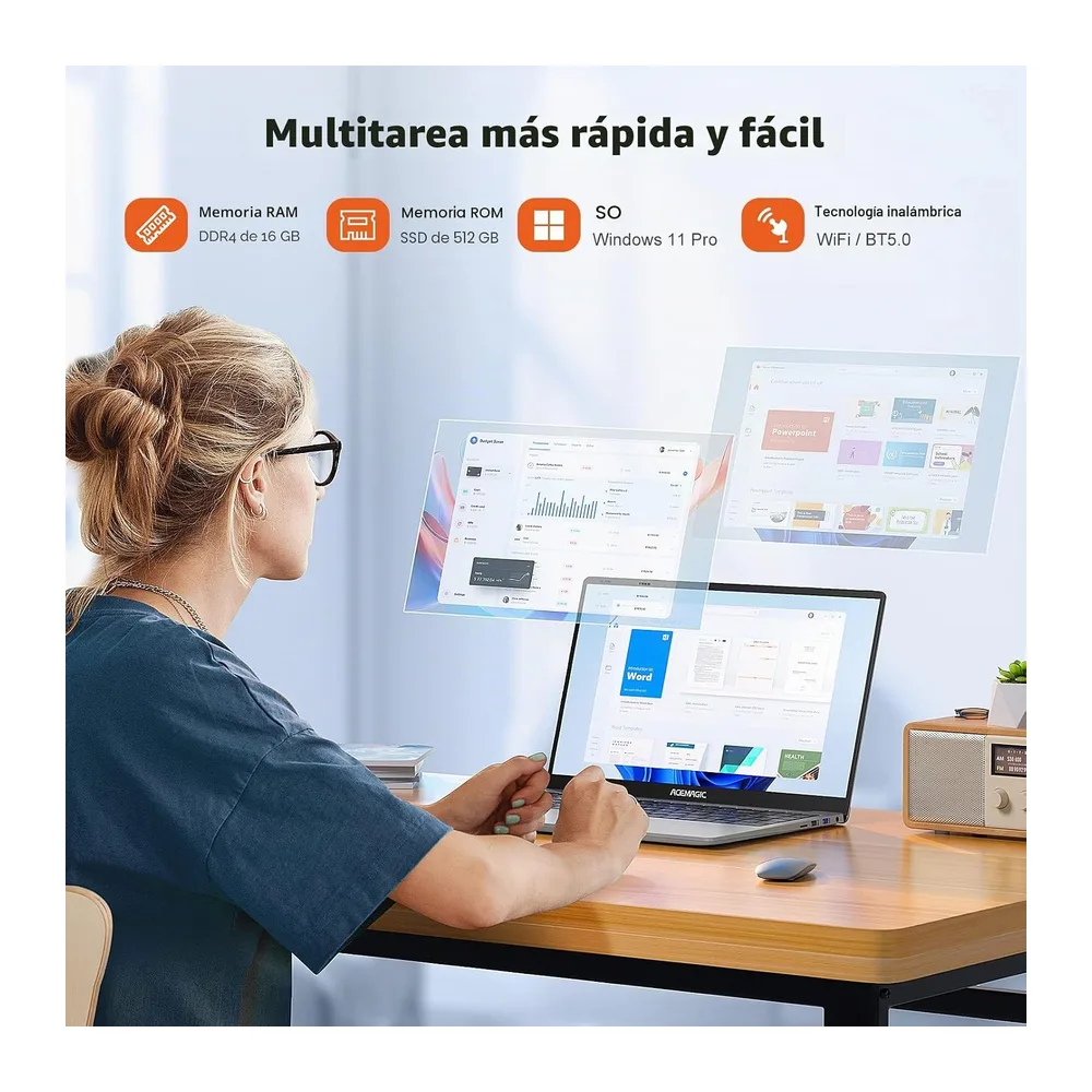 15.6" Ordenador Portátil Win 11 Procesador N97 16GB DDR4 512GB SSD Estudiar — 4