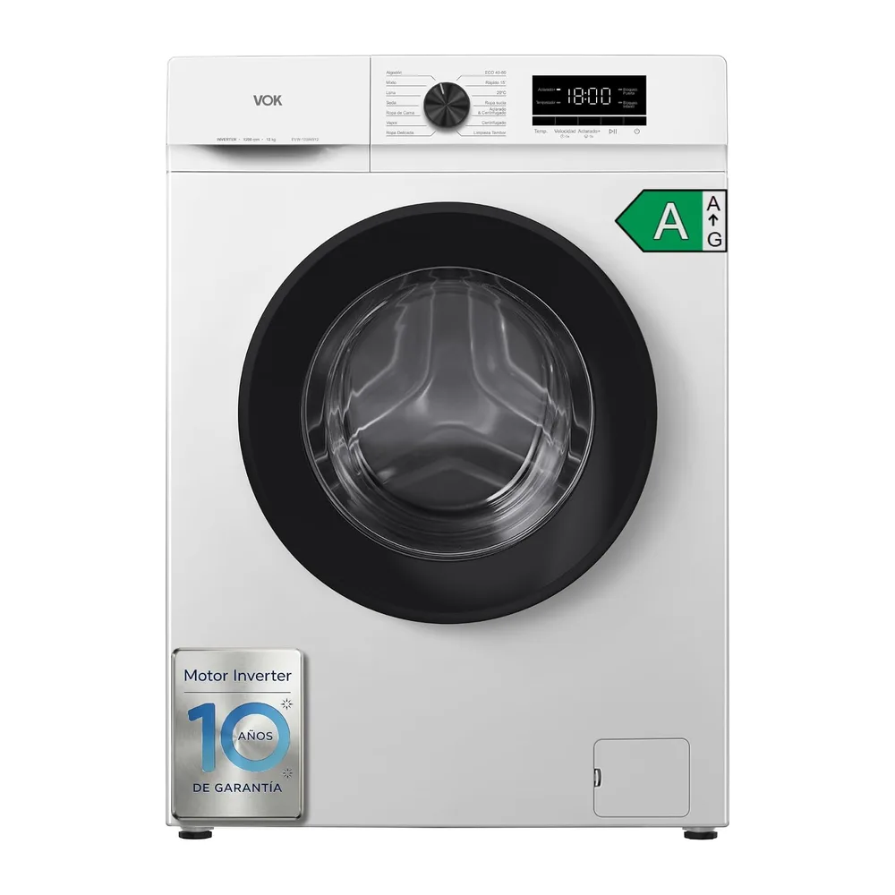 VOK Lavadora 12kg Clase A con Instalación Incluida EVW-12BAW12