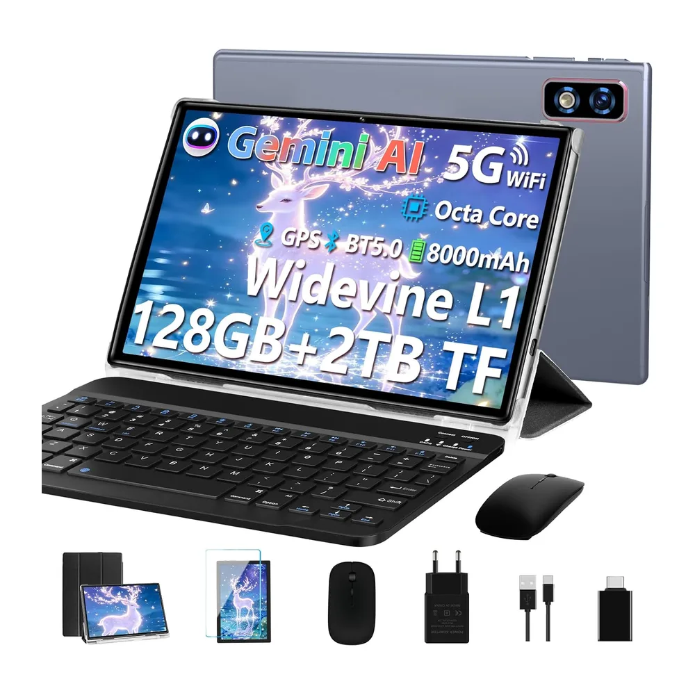 Último Tablet Gemini AI Android, Tablet 10 Pulgadas, 22GB+128GB/TF 1TB, Octa-Core 2.0GHz, 5G WiFi,