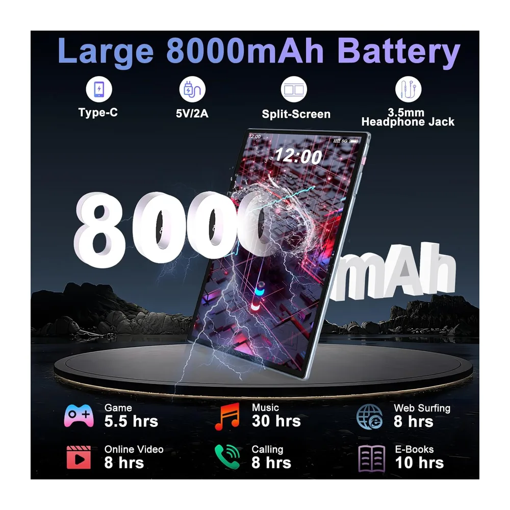 Último Tablet Gemini AI Android, Tablet 10 Pulgadas, 22GB+128GB/TF 1TB, Octa-Core 2.0GHz, 5G WiFi, — 4