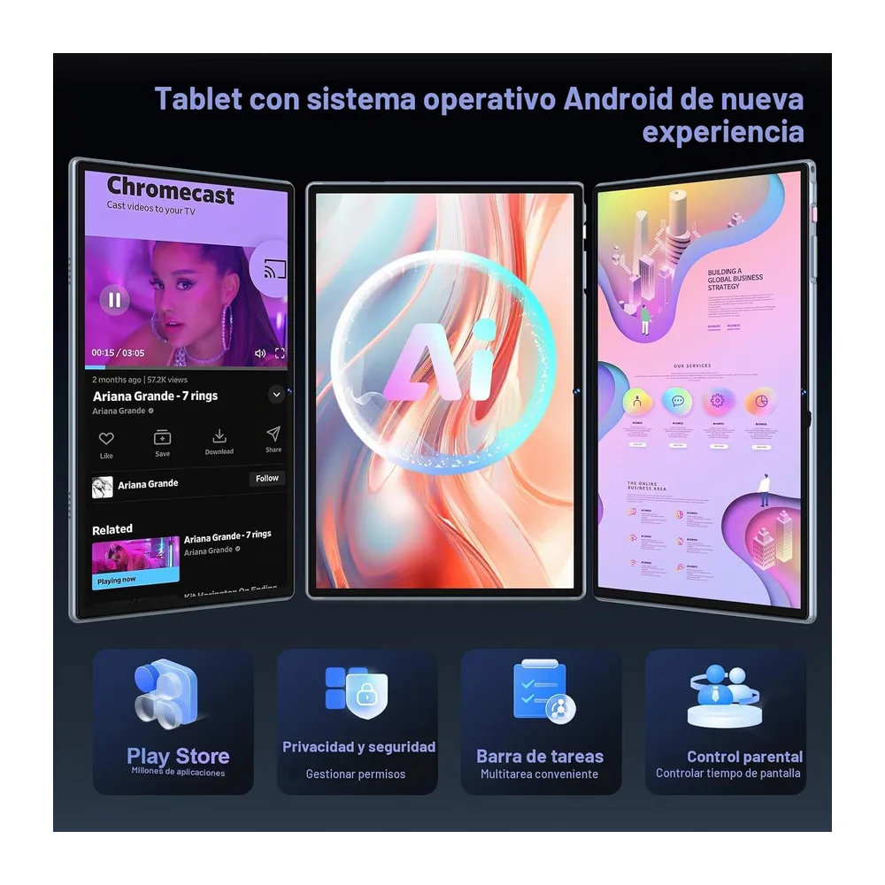 Último Tablet Gemini AI Android, Tablet 10 Pulgadas, 22GB+128GB/TF 1TB, Octa-Core 2.0GHz, 5G WiFi, — 6