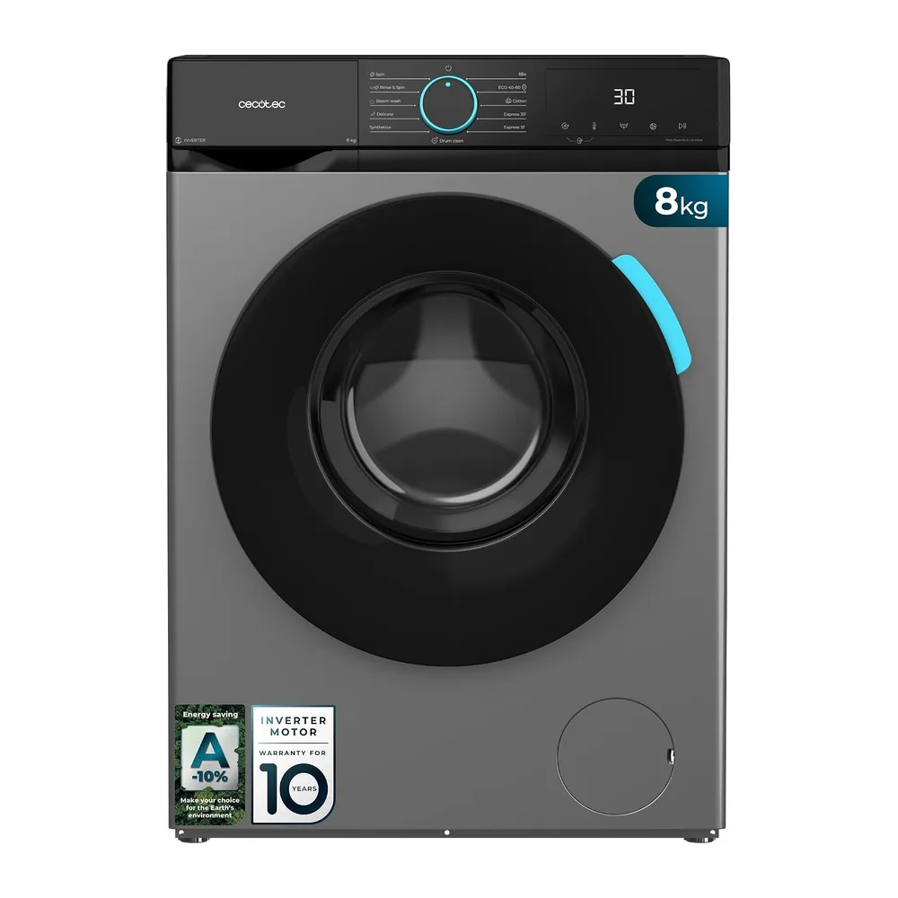 Cecotec Lavadora 8Kg Carga Frontal Bolero DressCode 8160 Inverter Steel [Clase de eficiencia energética A]