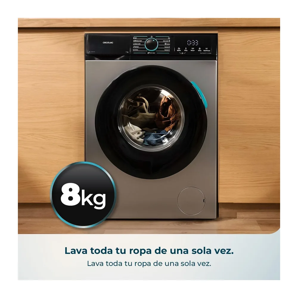 Cecotec Lavadora 8Kg Carga Frontal Bolero DressCode 8160 Inverter Steel [Clase de eficiencia energética A] — 3