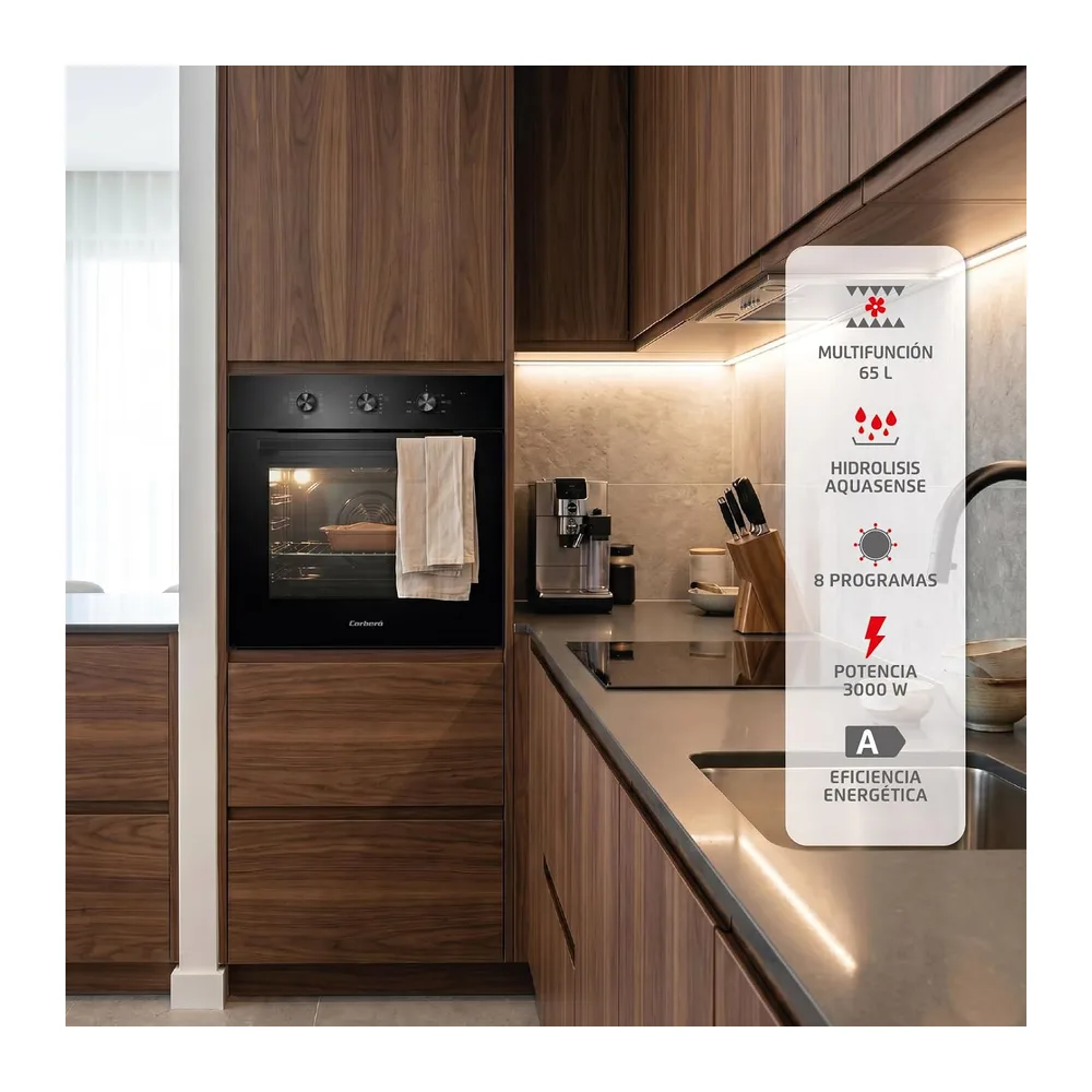 Corbero - Horno Eléctrico Multifunción | CCHM726N | 65L | 3000W | 8 Programas |Limpieza Hidrólisis | Cocción — 4
