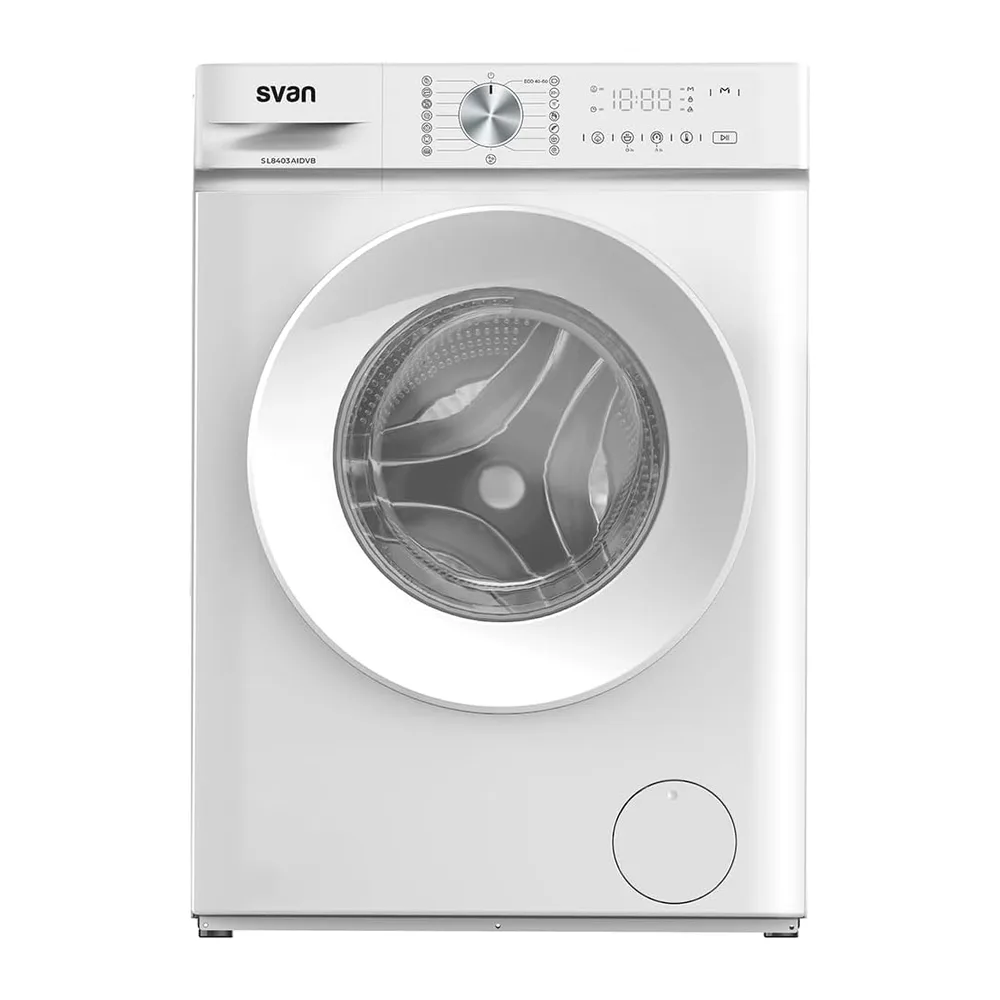 Svan Lavadora 8 Kg Carga Frontal, Blanco, SL8403AIDVB. 1400 rpm, Motor Inverter, 15 Programas, Sistema