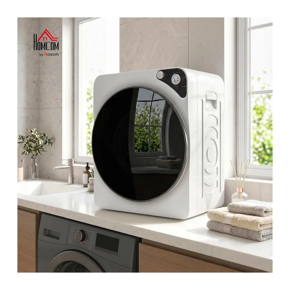 HOMCOM Secadora de Ropa 5 kg Secadora de Evacuación Compacta 1000W Blanco [Clase de eficiencia energética G] — 2