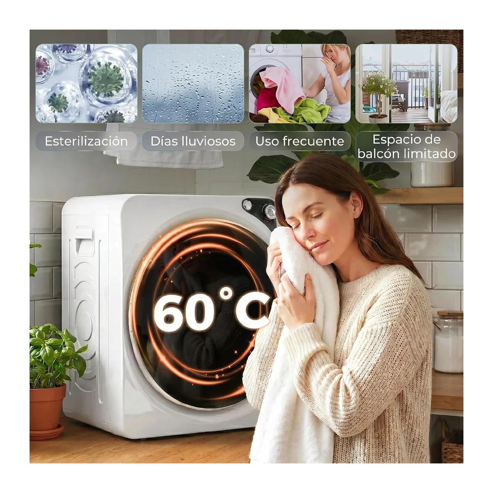 HOMCOM Secadora de Ropa 5 kg Secadora de Evacuación Compacta 1000W Blanco [Clase de eficiencia energética G] — 5