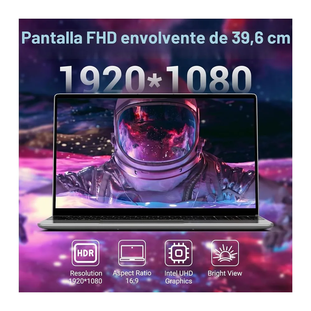 Ordenador portátil 15,6 Pulgadas, 16 GB de DDR4, SSD de 512 GB (Ampliable a 1 TB), CPU N95 (hasta 3,4 GHz), — 2
